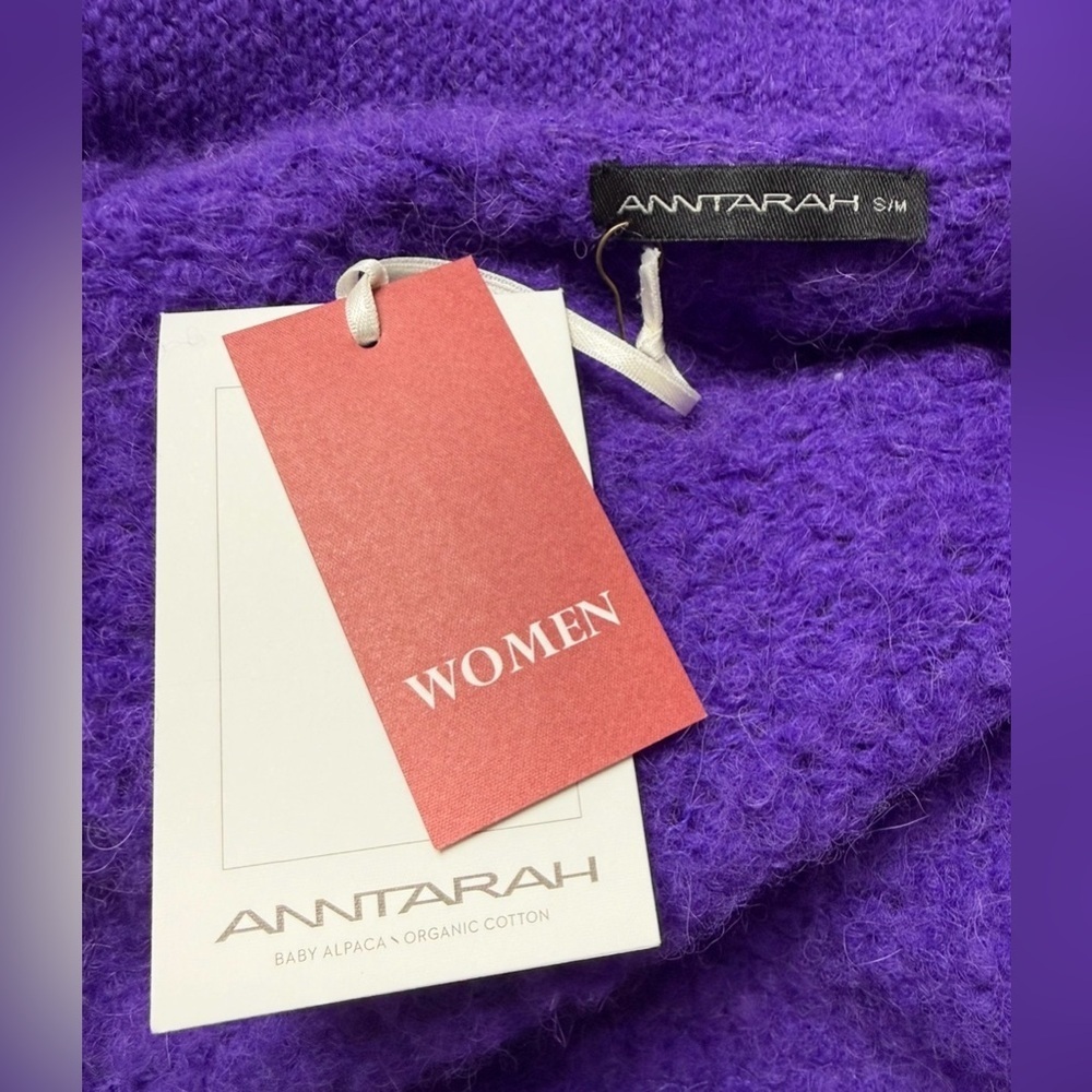 NWT BABY ALPACA CARDIGAN PURPLE OPEN FRONT SHAWL COLLAR Made in Peru S/M LUXARY - Picture 13 of 15